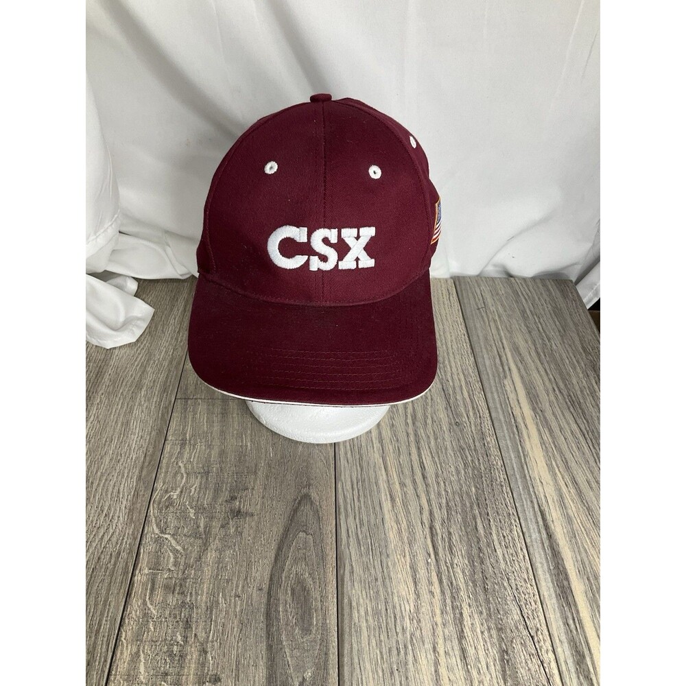 Vintage Red Richardson Snapback Hat Cap Adjustable CSX American Flag